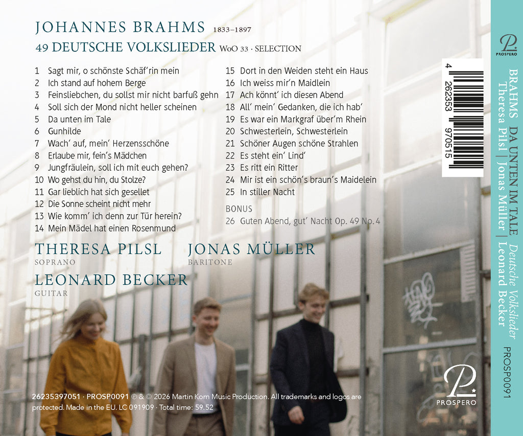 Leonard Becker / Theresa Pilsl / Jonas Müller - Brahms: Da unten im Tale, 49 Deutsche Volkslieder, WoO 33 (Selection) CD